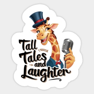 Whimsical Giraffe: Tall Tales and Laughter Sticker